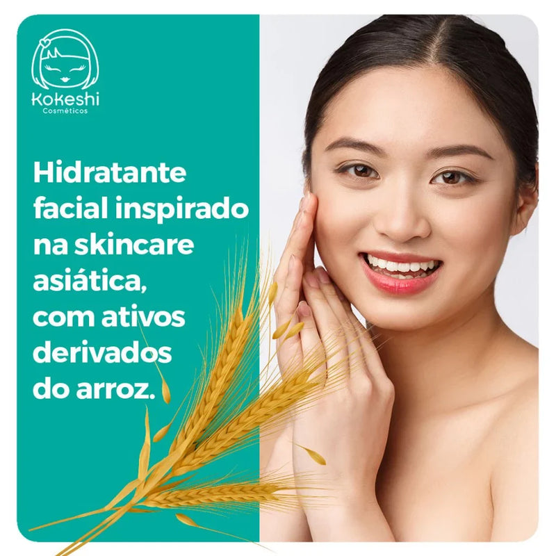 Hidratante Facial Pele de Porcelana Kokeshi - Rosa mosqueta e extrato de Arroz