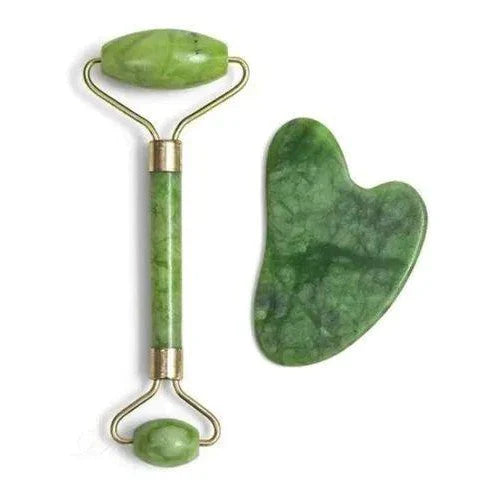 Rolo Pedra de Jade Placa Gua Sha Massagem Facial Anti Rugas Lançamento Rolinho Jade Original ou Kit