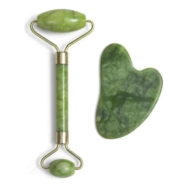 Rolo Pedra de Jade Placa Gua Sha Massagem Facial Anti Rugas Lançamento Rolinho Jade Original ou Kit