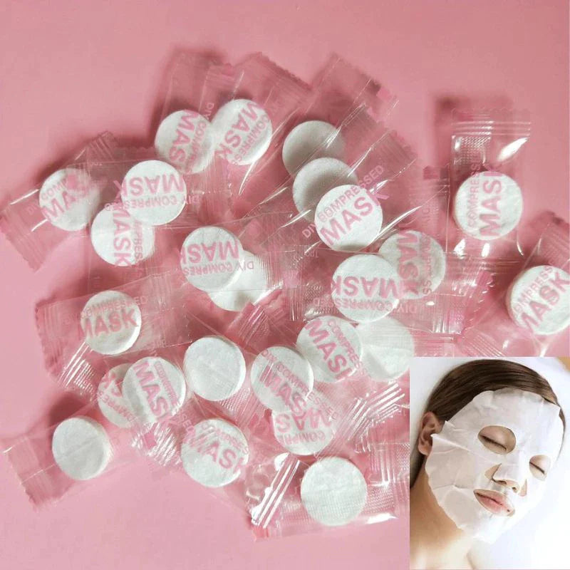 Kit 30/50/120/150 unidades Máscara Facial Comprimida - Kit 50 Diy Compressed Mask