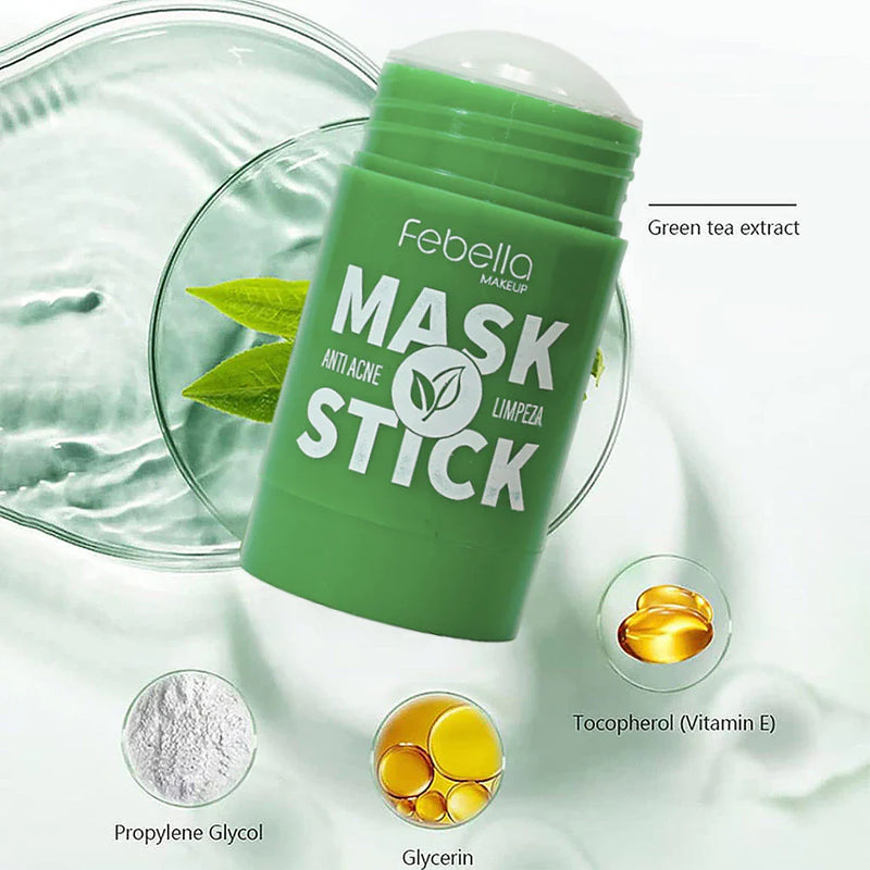 Máscara Chá Verde Remover de Cravos Anti-Acne Hidratante Beleza Pele Facial Clean Face Clareador Mask Stick FEBELLA BEST