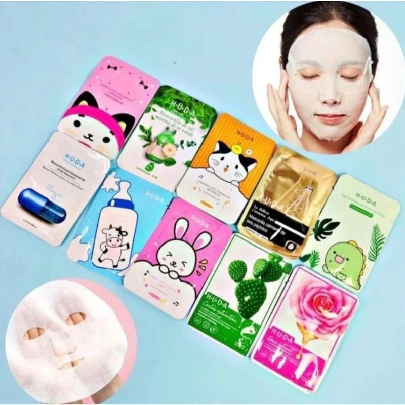 Kit c/ 10 unidades Mascara Facial Coreana Skin care Soft Skin Sua pele linda Fresh Mask Tecido  Hidratante/New Arrivals